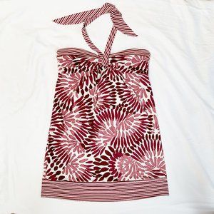 Raspberry/White short halter dress
